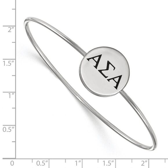 Sterling Silver Alpha Sigma Alpha Enamel Greek Letters Bangle - 7 in. - Picture 2 of 4